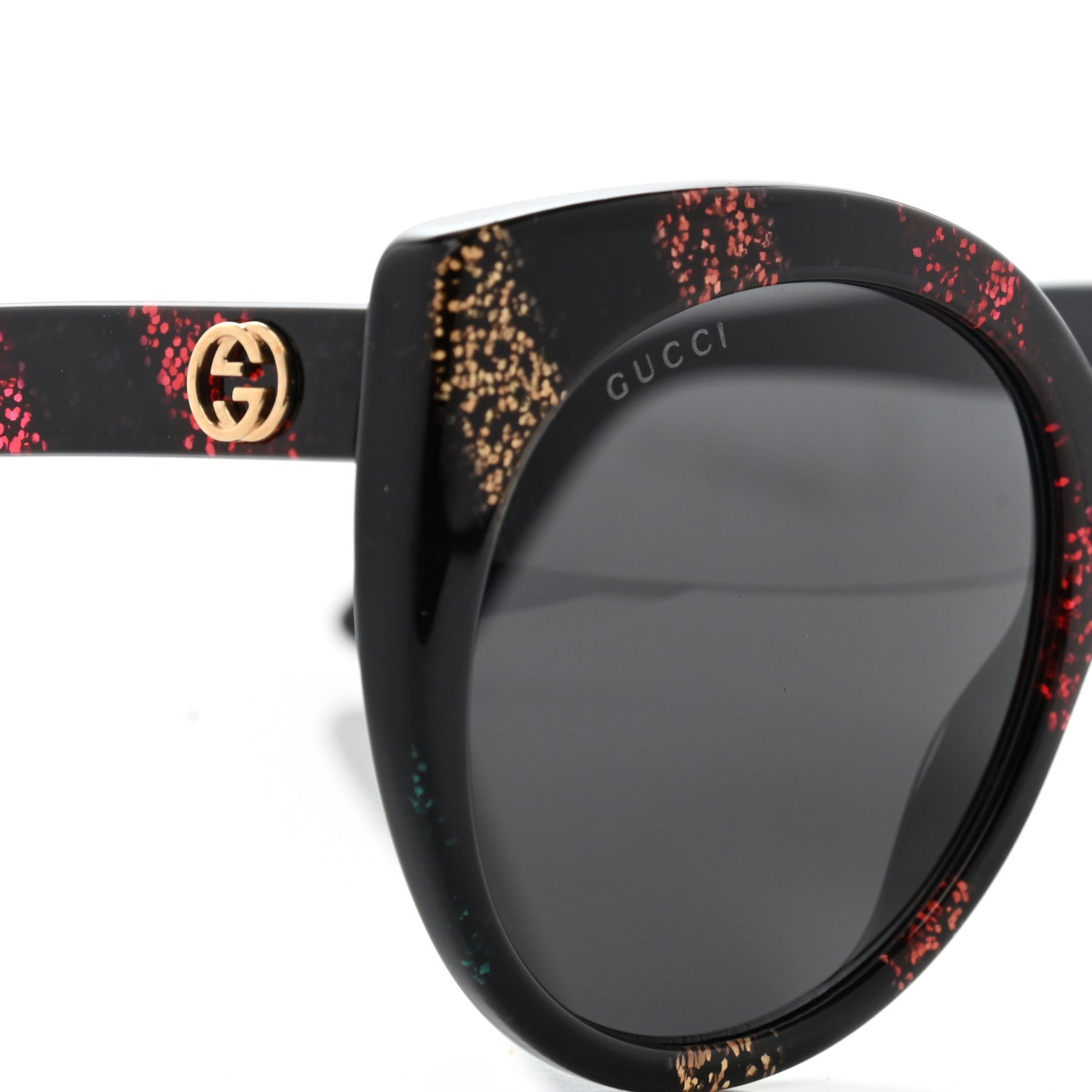 Gucci Glitter Acetate Cat Eye Sunglasses GG0325SA Black 8 of 8