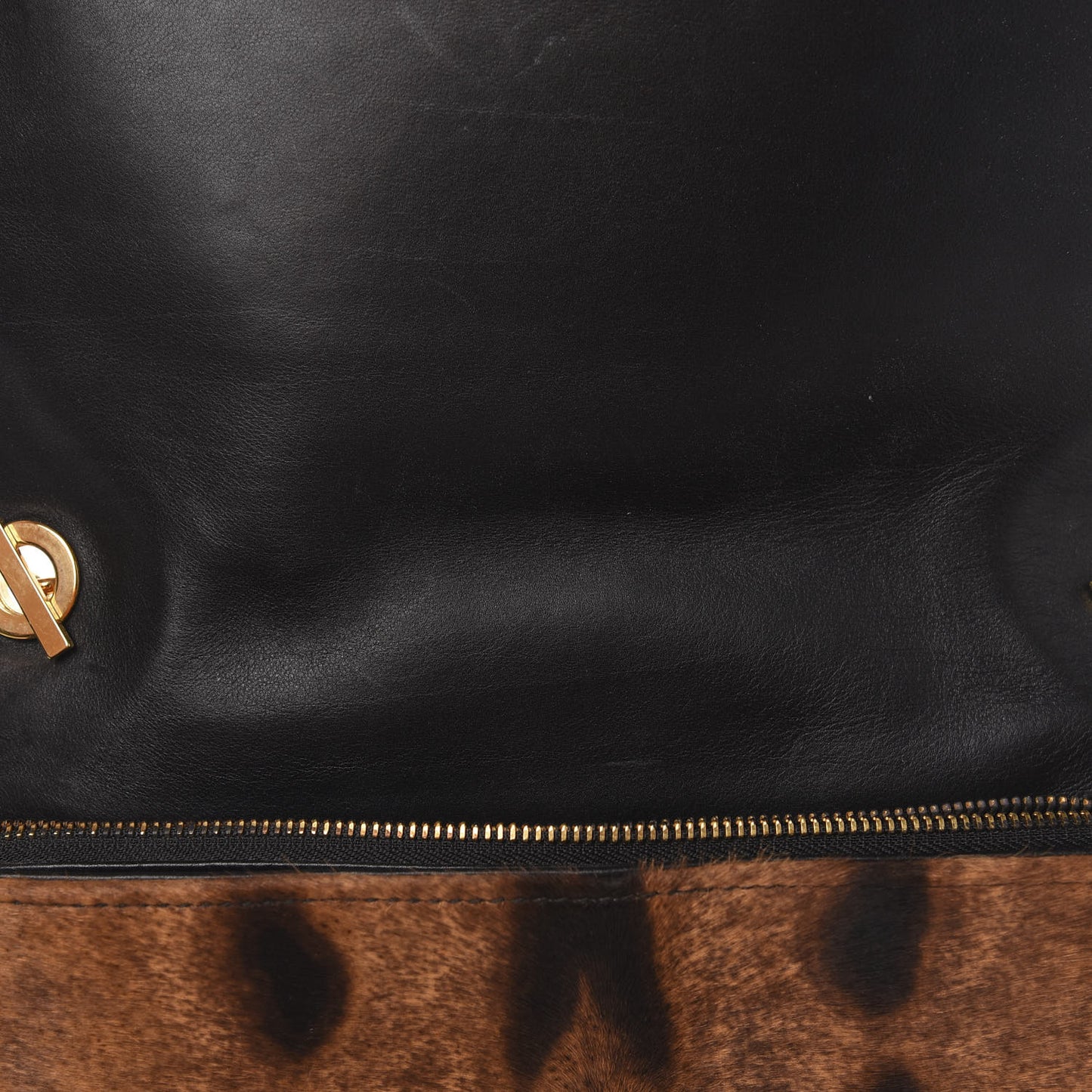 Calfskin Leopard Icon Chain Flap Black