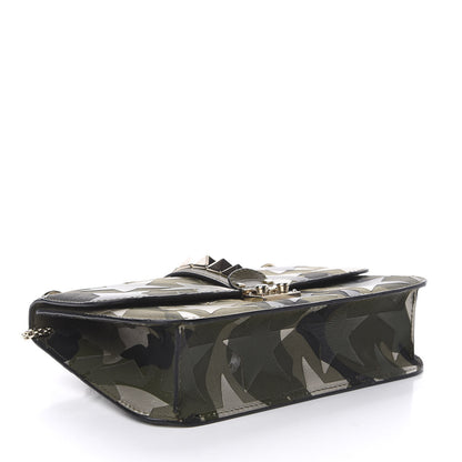 Valentino Garavani Nappa Canvas Camustars Medium Glam Lock Rockstud Flap Green 5 of 10