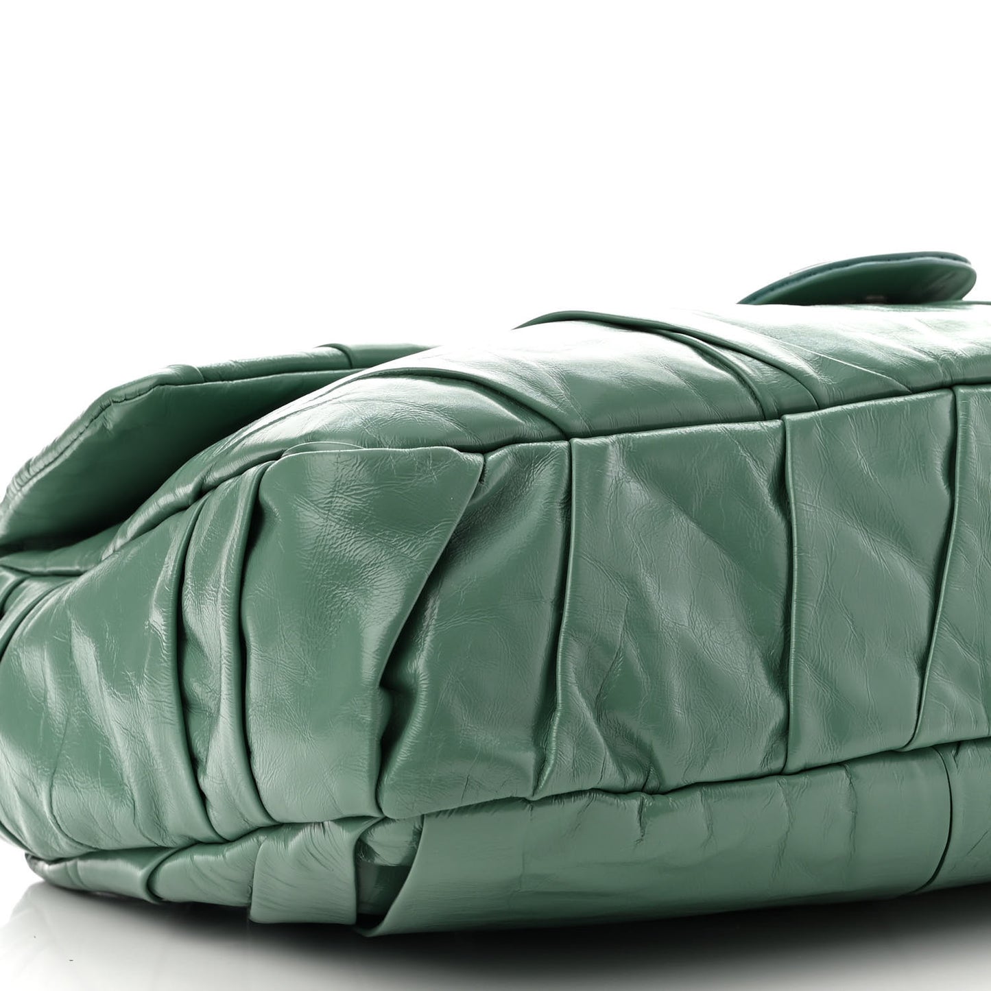 Glazed Calfskin Twisted Maxi Flap Green