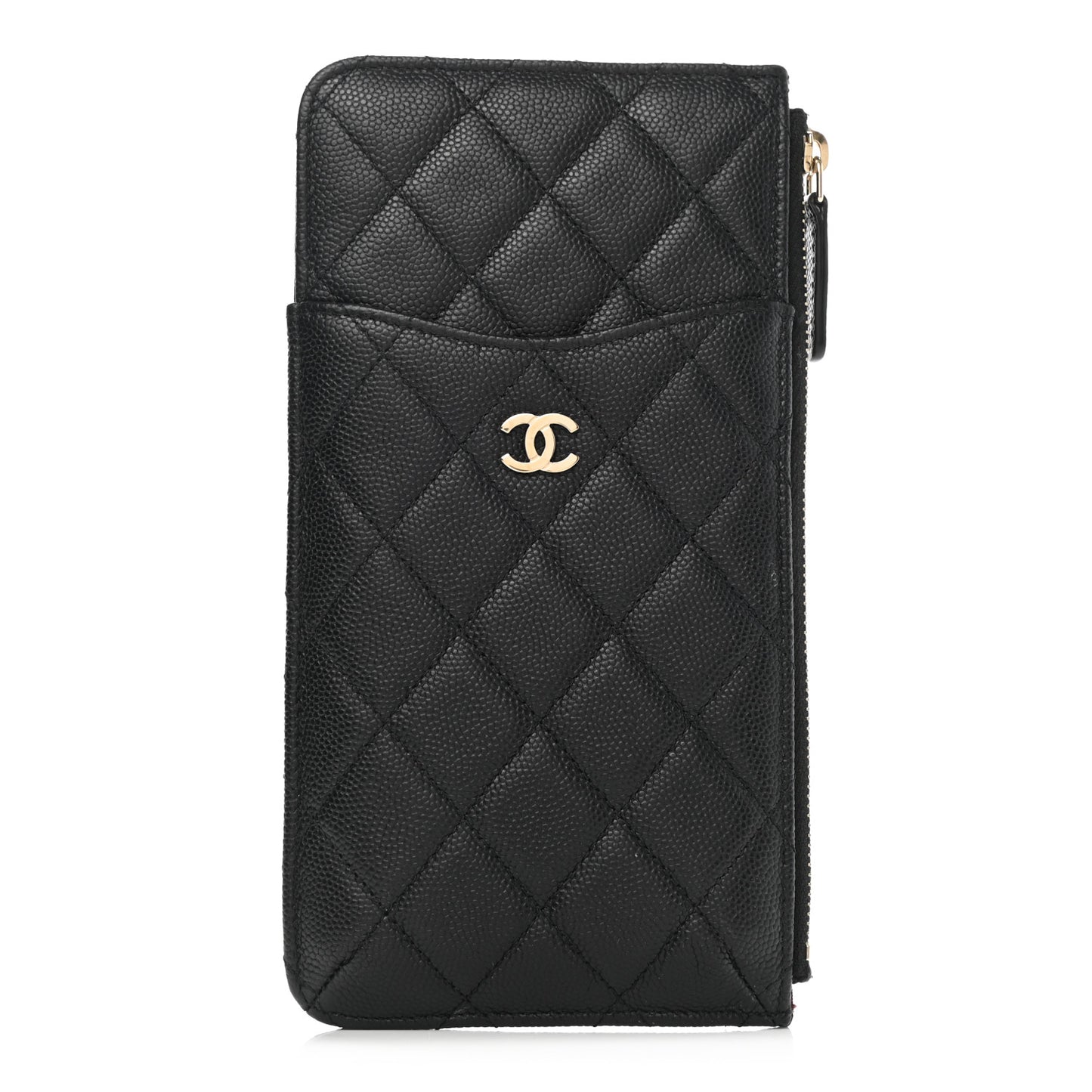 Caviar Quilted Classic Flat Wallet Pouch Black