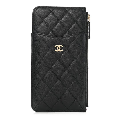 Chanel Caviar Quilted Classic Flat Wallet Pouch Black 2 of 13