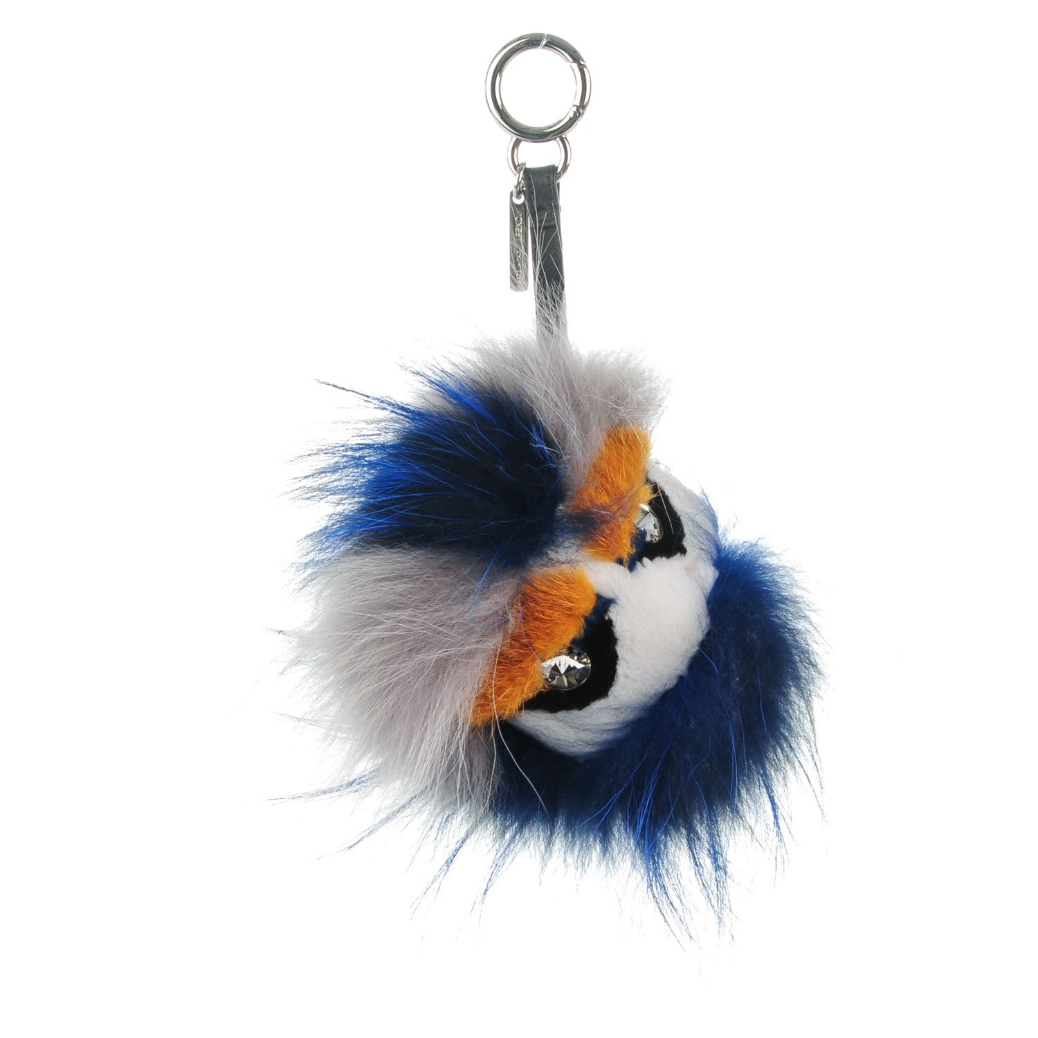 Fendi Mink Fox Rabbit Fur Crystal Glamoroso Monster Bag Charm Black Blue Grey 1 of 3