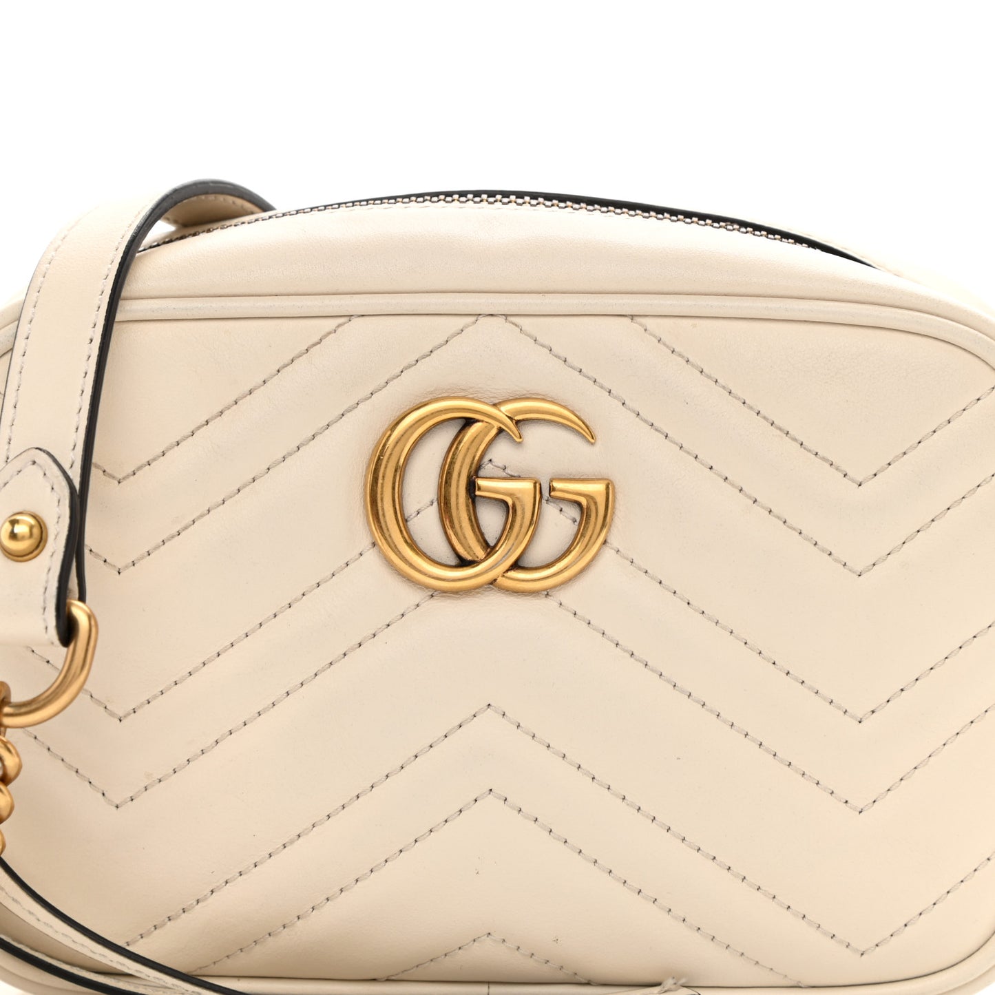Calfskin Matelasse Mini GG Marmont Chain Shoulder Bag White