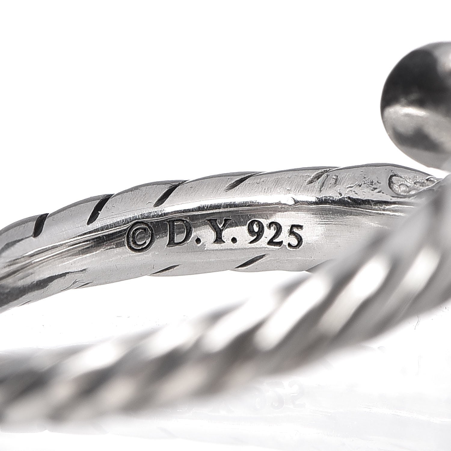 David Yurman Sterling Silver Diamond 10mm Willow Open Single Row Ring 58 8.25 4 of 4