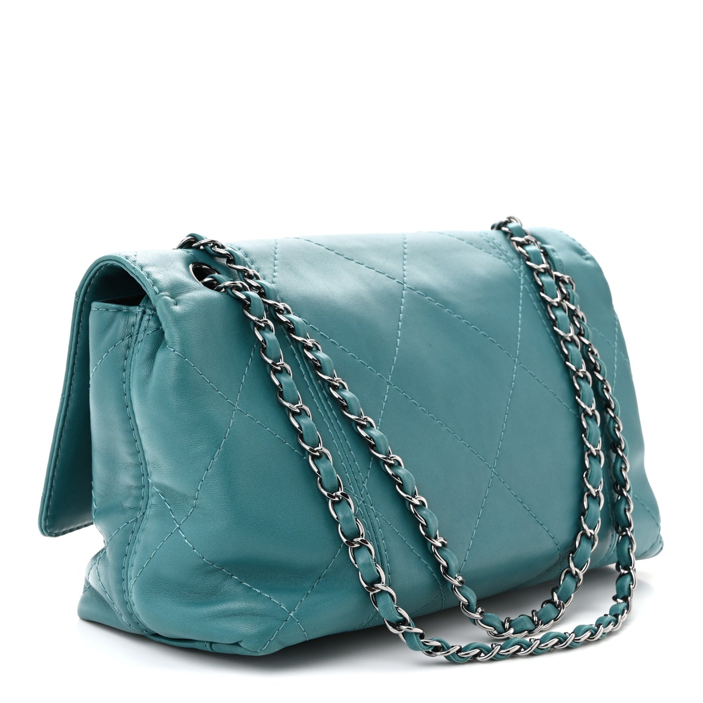 Lambskin Quilted Large Soft Touch Flap Green