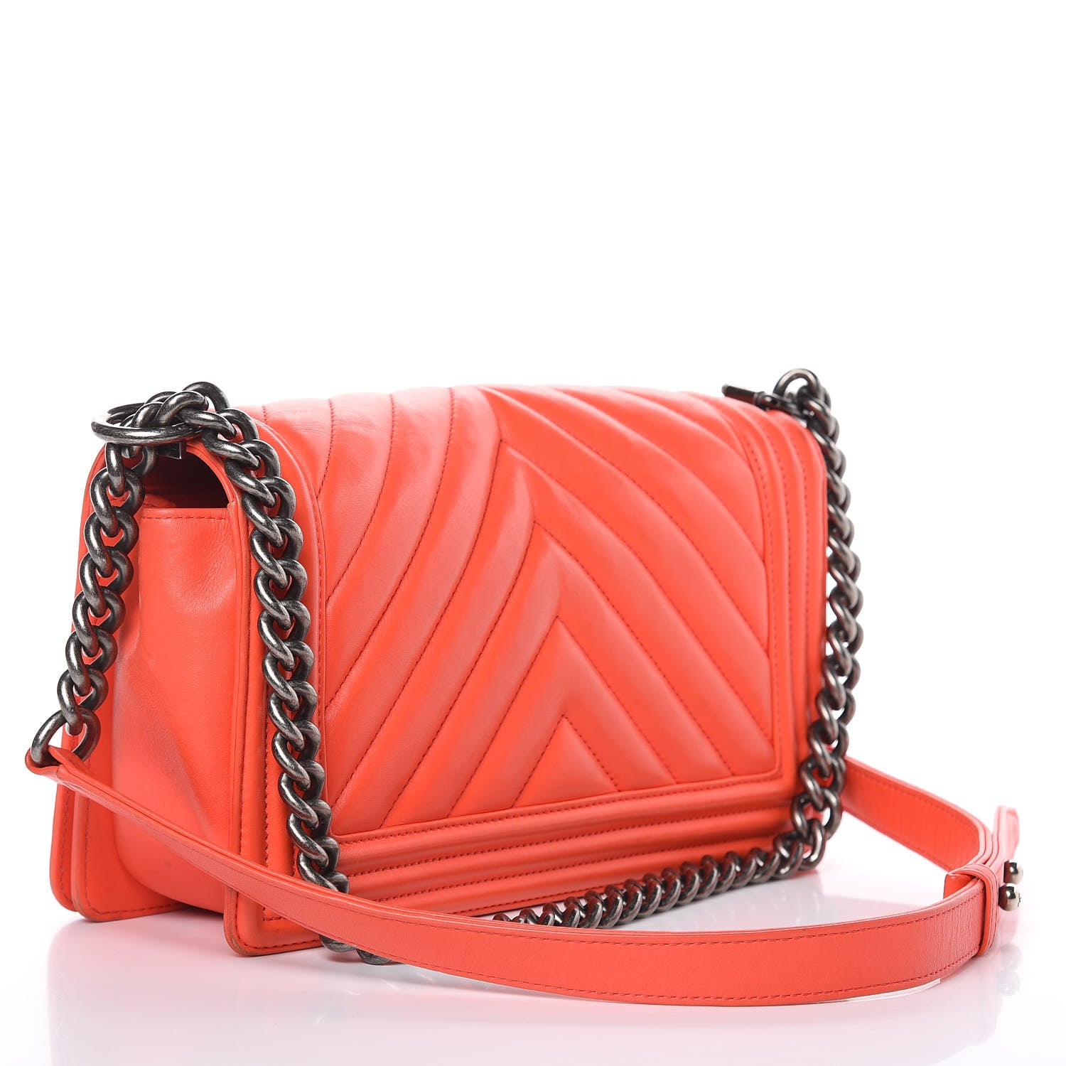 Chanel Calfskin Chevron Quilted Medium Boy Flap Coral 3 of 18