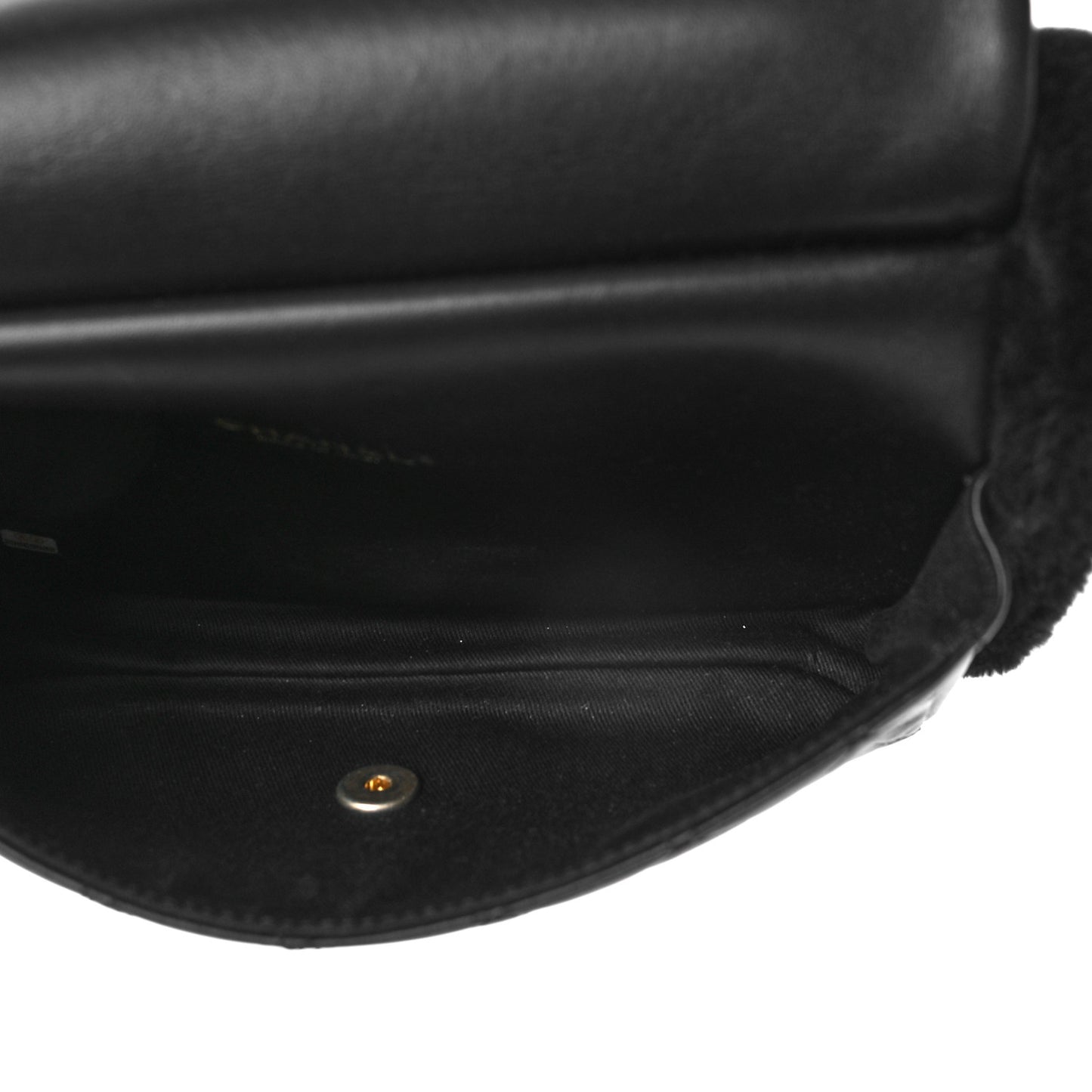 Lambskin Shearling CC Muff Flap Bag Black