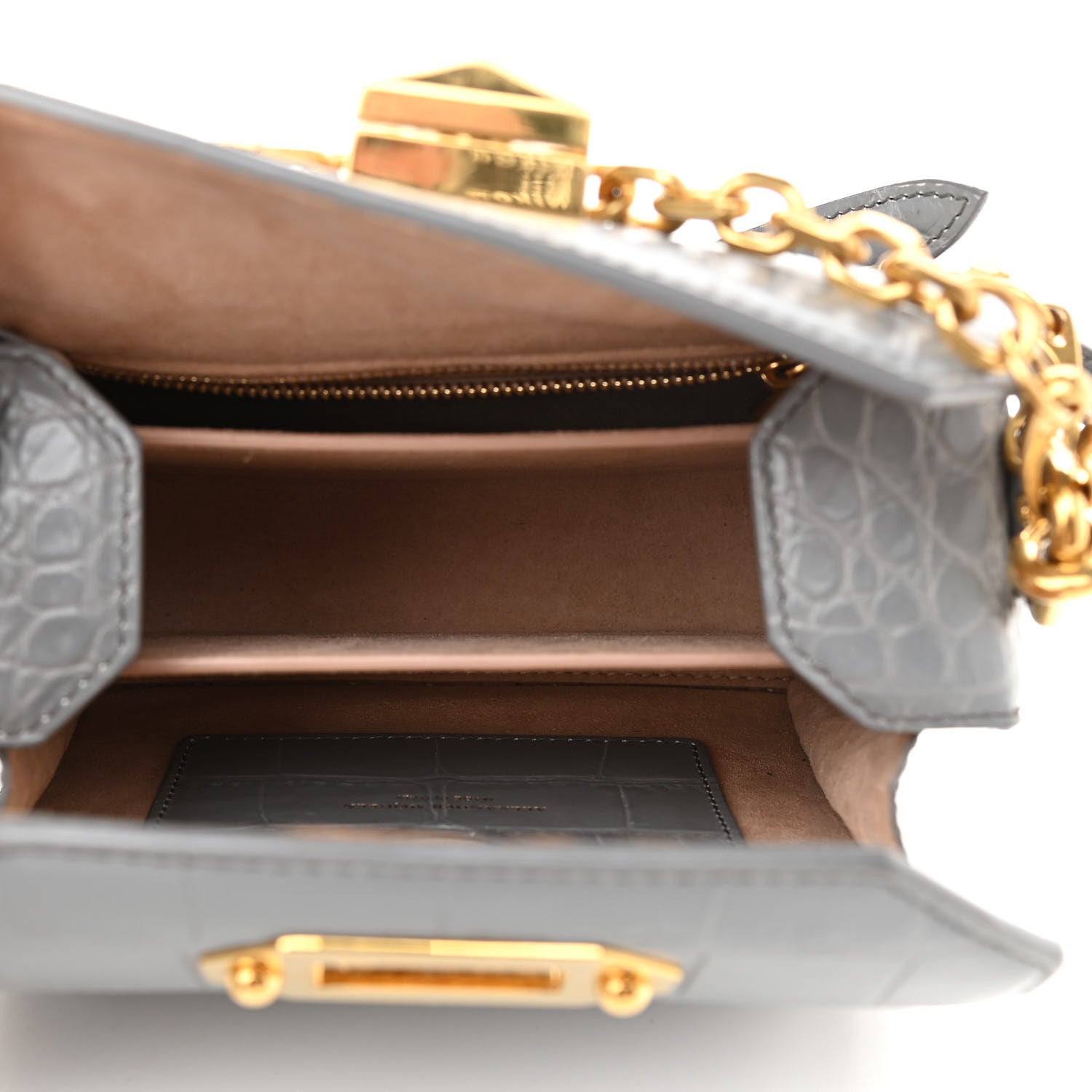 Alexander McQueen Calfskin Crocodile Embossed Box Shoulder Bag 16 Grey 5 of 17