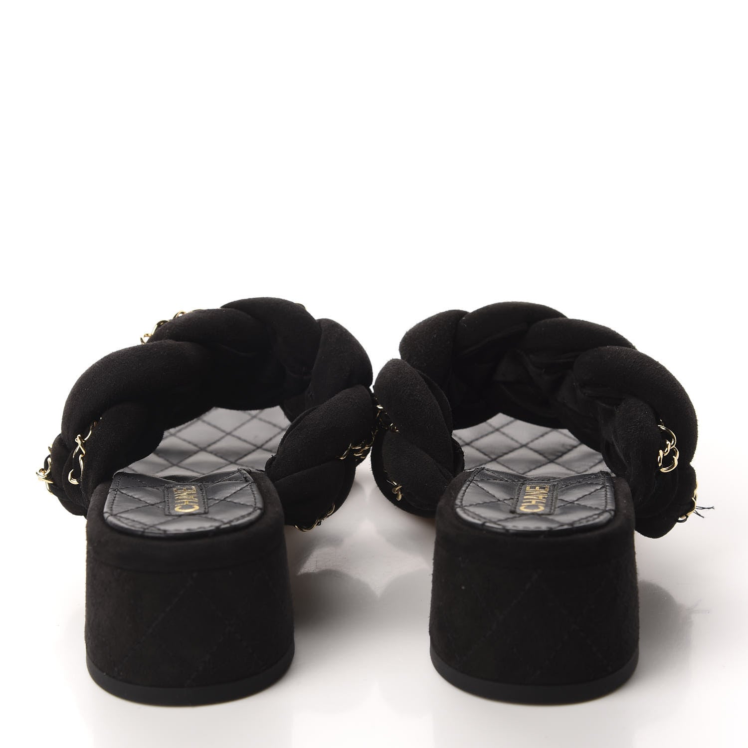 Chanel Kid Suede Chain Braided Sandals 37.5 Black 5 of 10