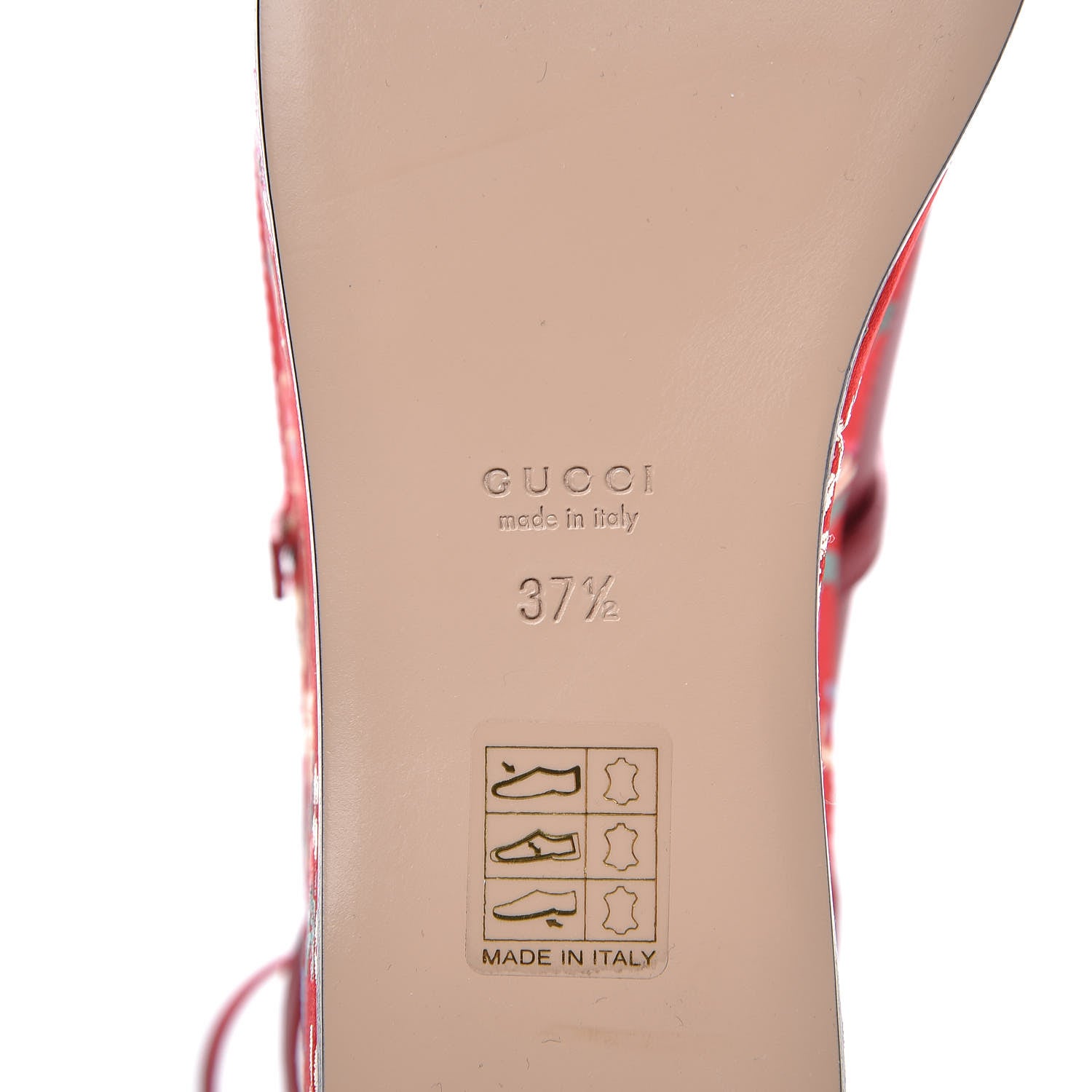 Gucci Malaga Kid Silk Hannelore Detachable Platform Slide 37.5 Hibiscus Red 8 of 11