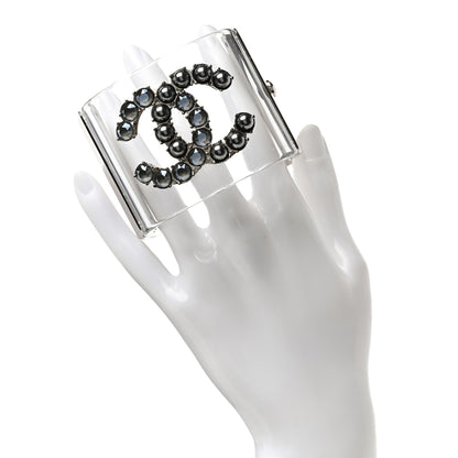 Chanel Resin Crystal Pearl CC Cuff Transparent 2 of 5
