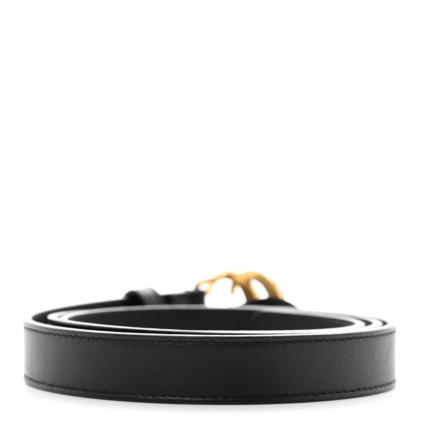Gucci Calfskin Pearl Double G 20mm Belt 85 34 Black Cream 2 of 5