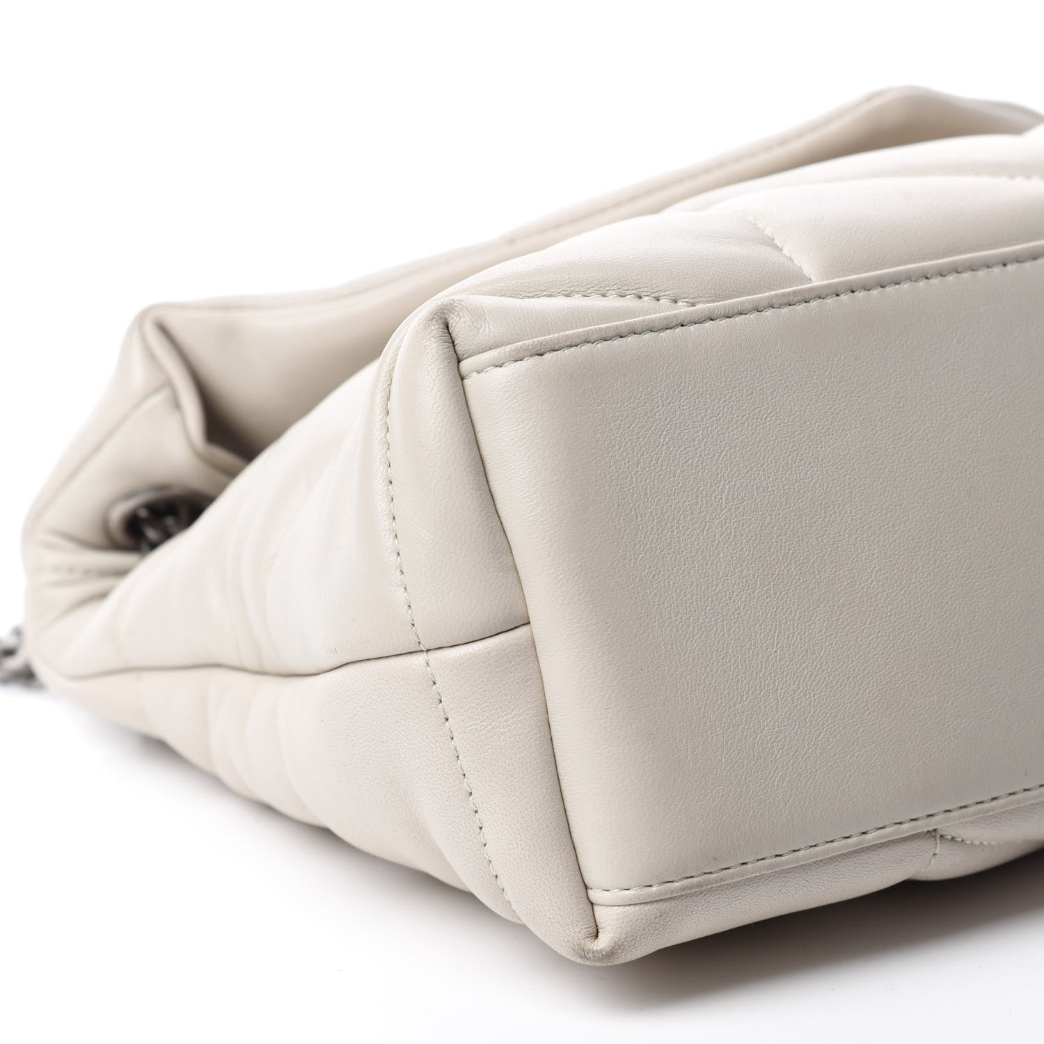 Saint Laurent Lambskin Quilted Small Loulou Puffer Monogram Chain Satchel Blanc Vintage 6 of 16