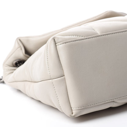 Saint Laurent Lambskin Quilted Small Loulou Puffer Monogram Chain Satchel Blanc Vintage 6 of 16