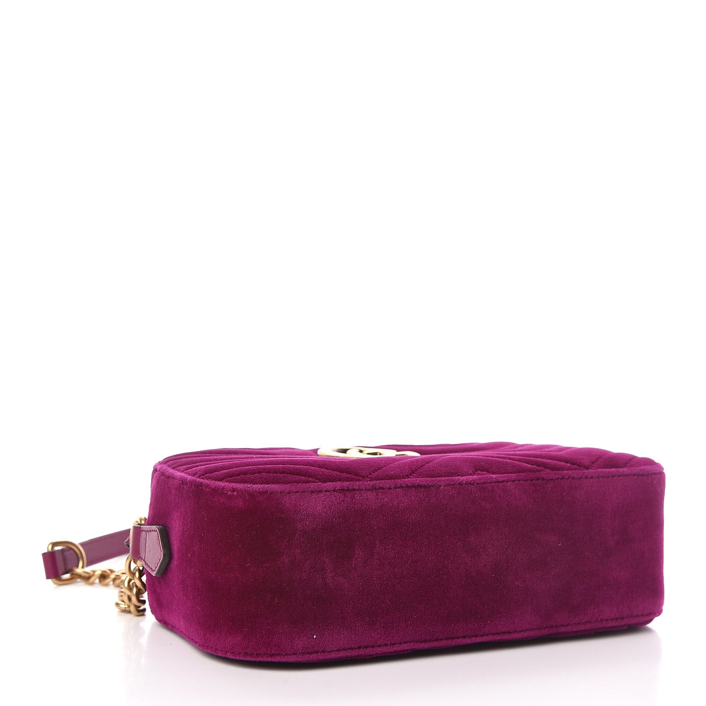 Velvet Matelasse Small GG Marmont Chain Shoulder Bag Fuchsia Violet Cyclamen
