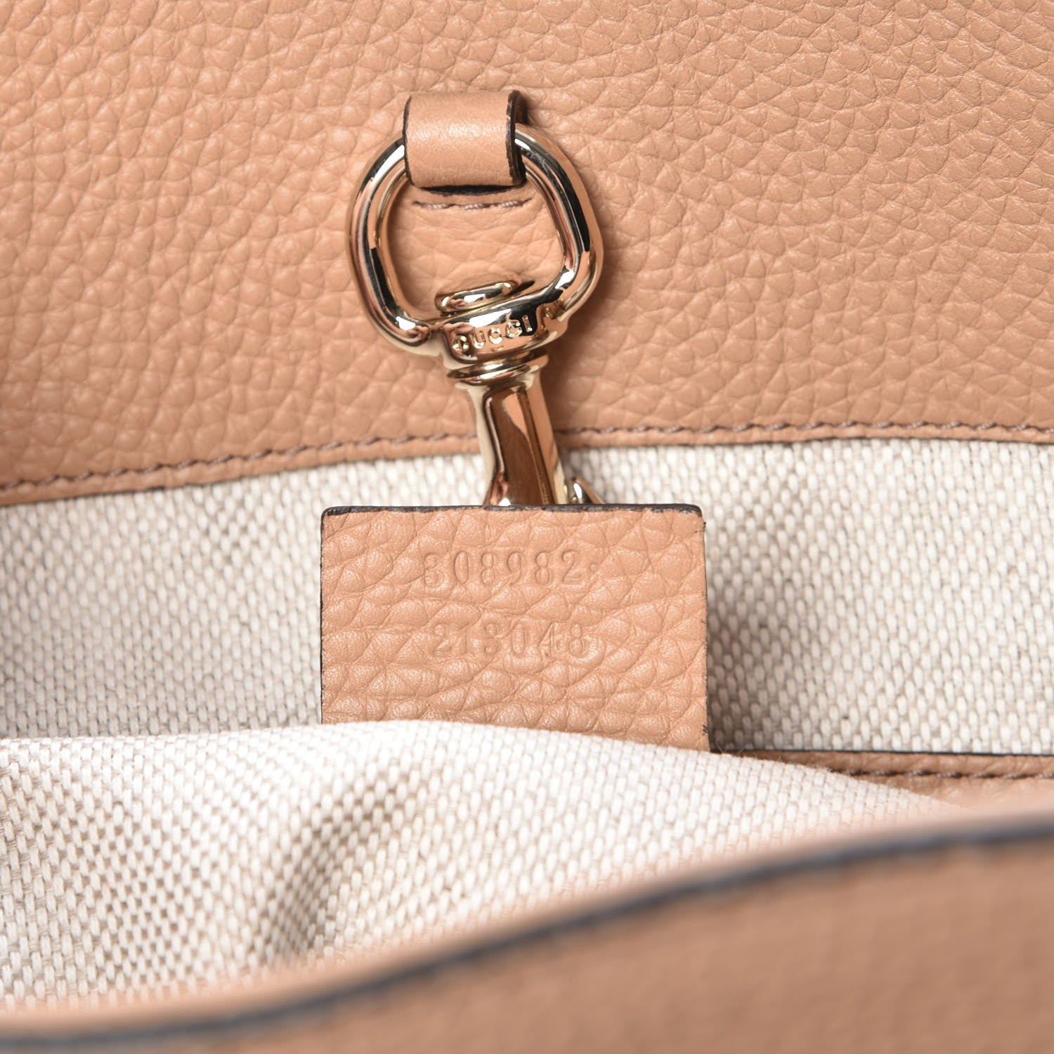 Gucci Pebbled Calfskin Medium Soho Chain Shoulder Bag Rose Beige 7 of 7