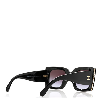 Chanel Acetate Pearl Rectangle Sunglasses 5480-H-A Black 4 of 8