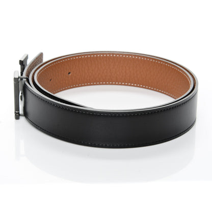 Hermes Box Togo So Black 32mm H Belt 90 Black Gold 3 of 9