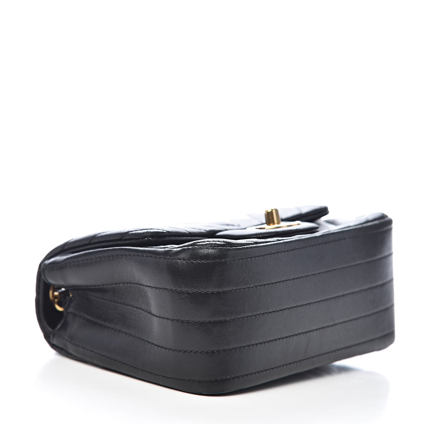 Lambskin Chevron Quilted Mini Square Flap Black