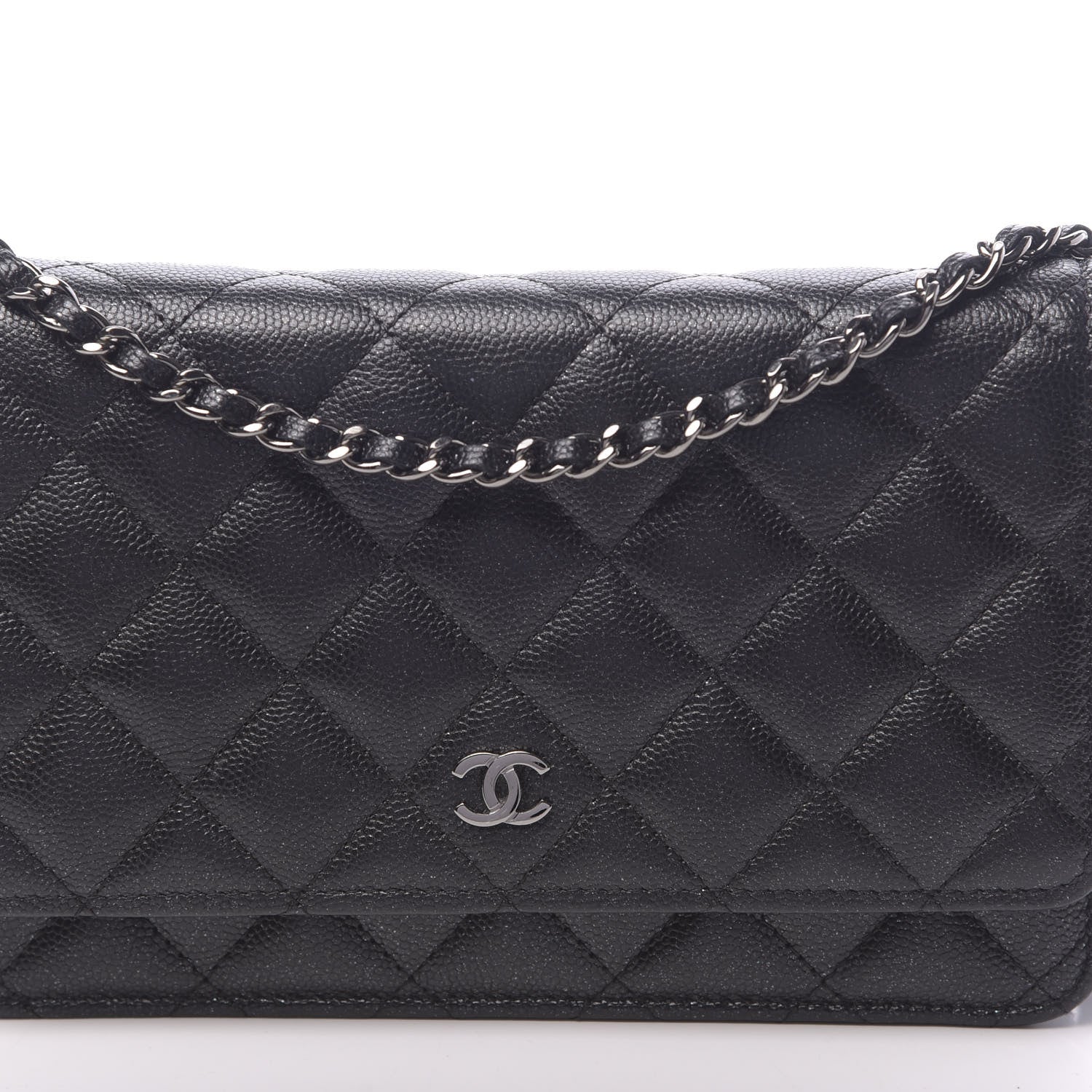 Chanel Iridescent Caviar Quilted Wallet On Chain WOC Black 11 of 12