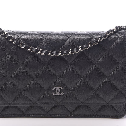 Chanel Iridescent Caviar Quilted Wallet On Chain WOC Black 11 of 12