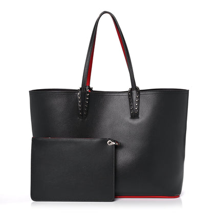 Christian Louboutin Calfskin Spikes East West Cabata Tote Charbon 1 of 13