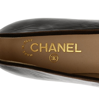 Chanel Lambskin Cap Toe CC Ballerina Flats 40.5 Brown Black 6 of 7