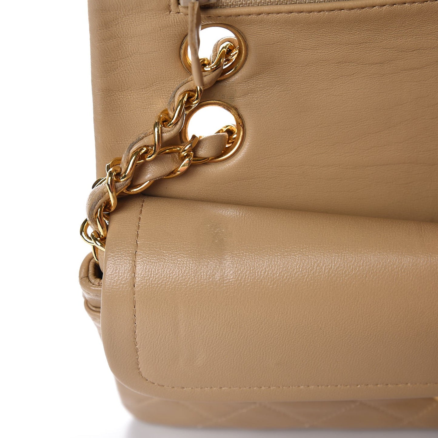 Lambskin Quilted Small Double Flap Beige