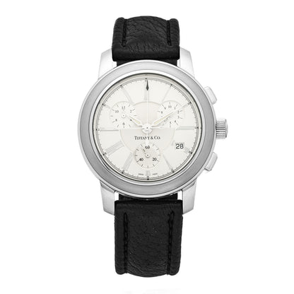 Tiffany Stainless Steel Alligator 39mm Mark Coupe Chronograph Quartz Watch 1 of 5