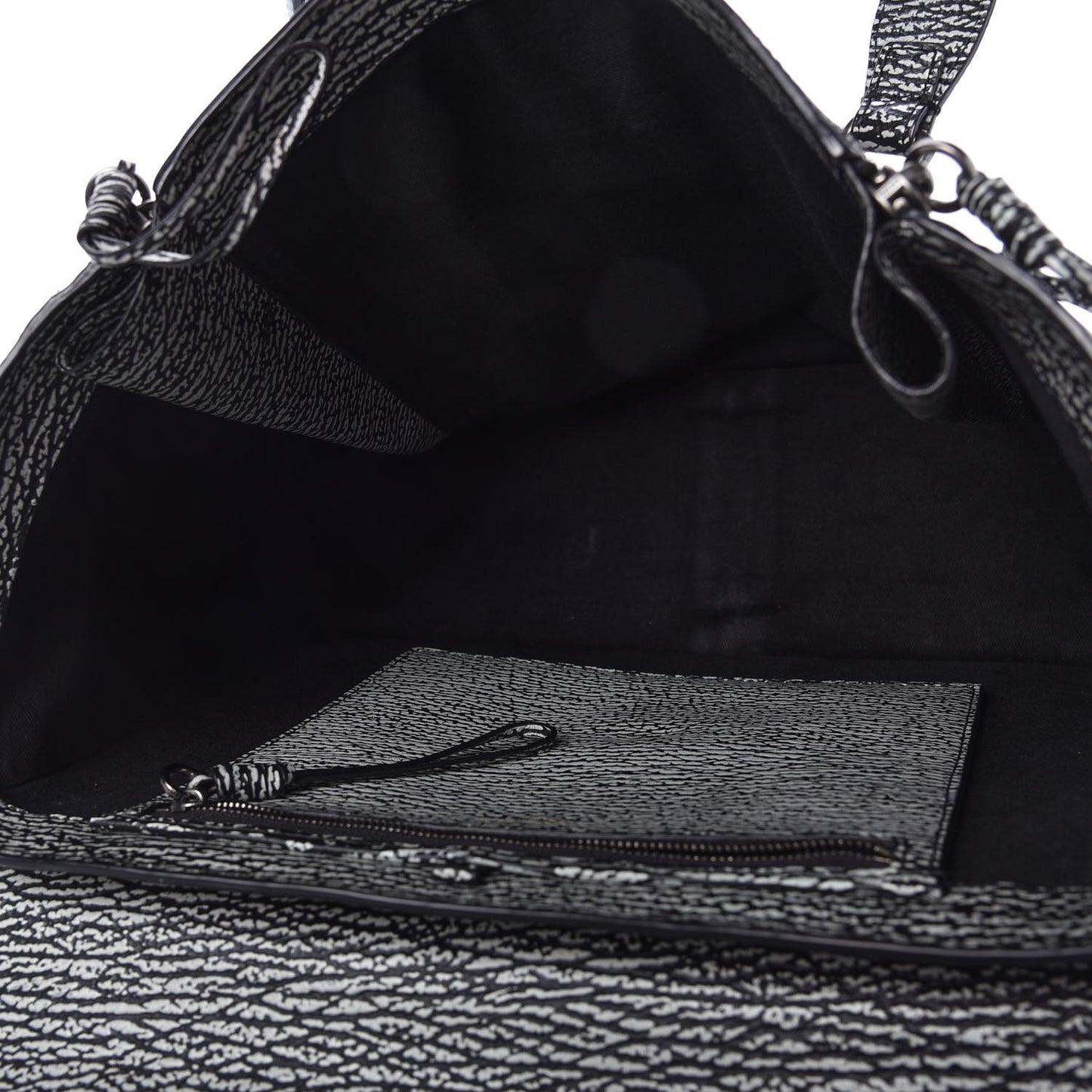 Textured Calfskin Large Pashli Satchel Black Cream
