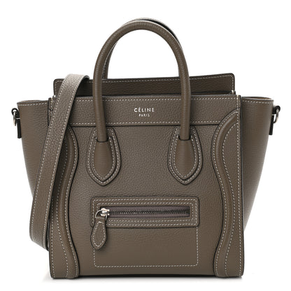 Celine Drummed Calfskin Nano Luggage Souris 1 of 12