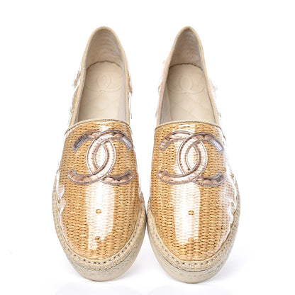 Chanel PVC Raffia CC Espadrilles 41 Beige 5 of 10