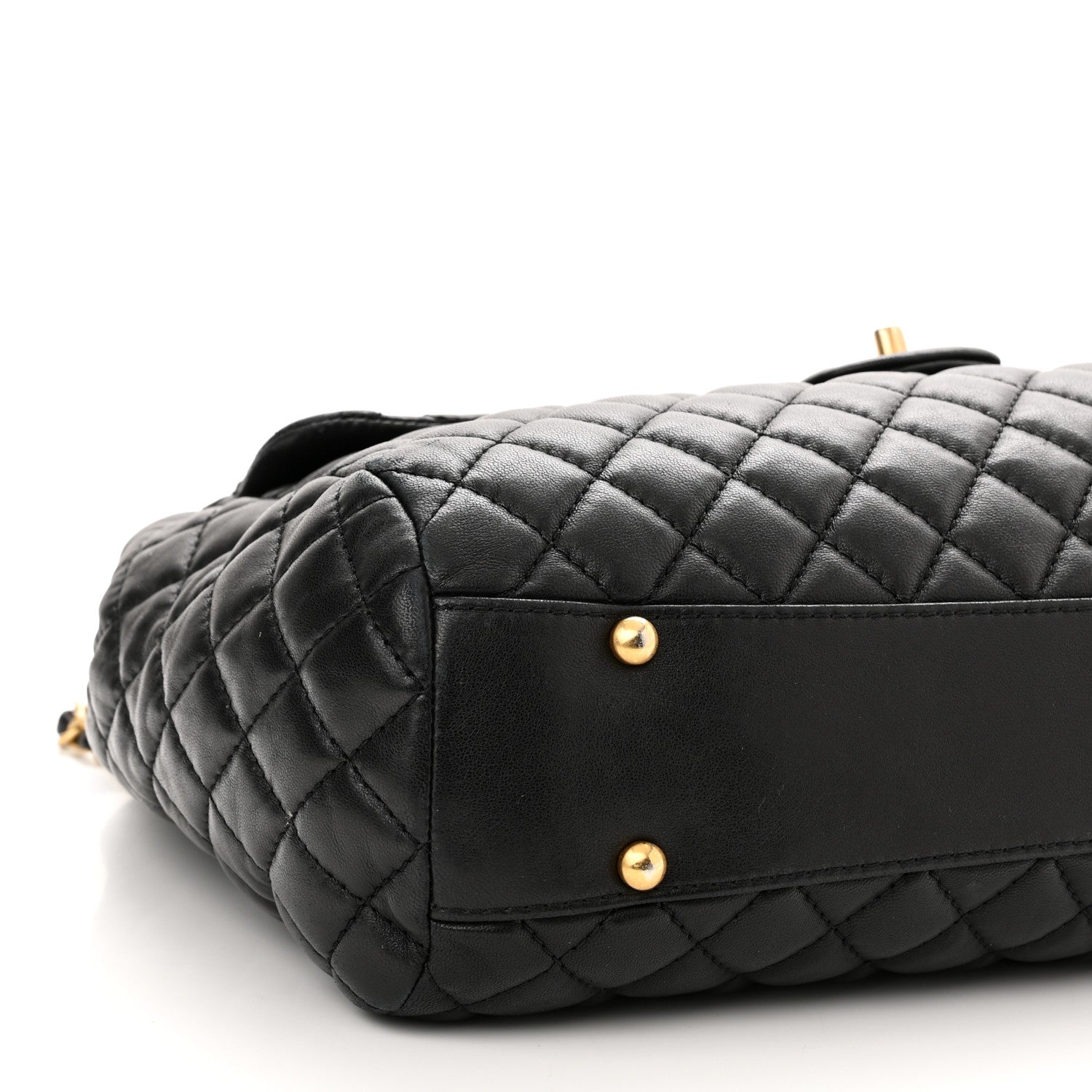 Chanel Lambskin Quilted Large Fluffy CC Shopping Tote Black 9 of 10