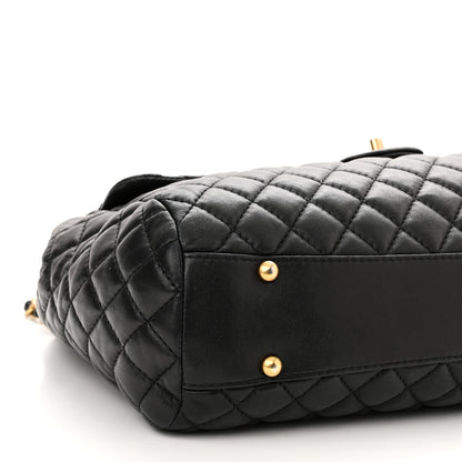 Chanel Lambskin Quilted Large Fluffy CC Shopping Tote Black 9 of 10