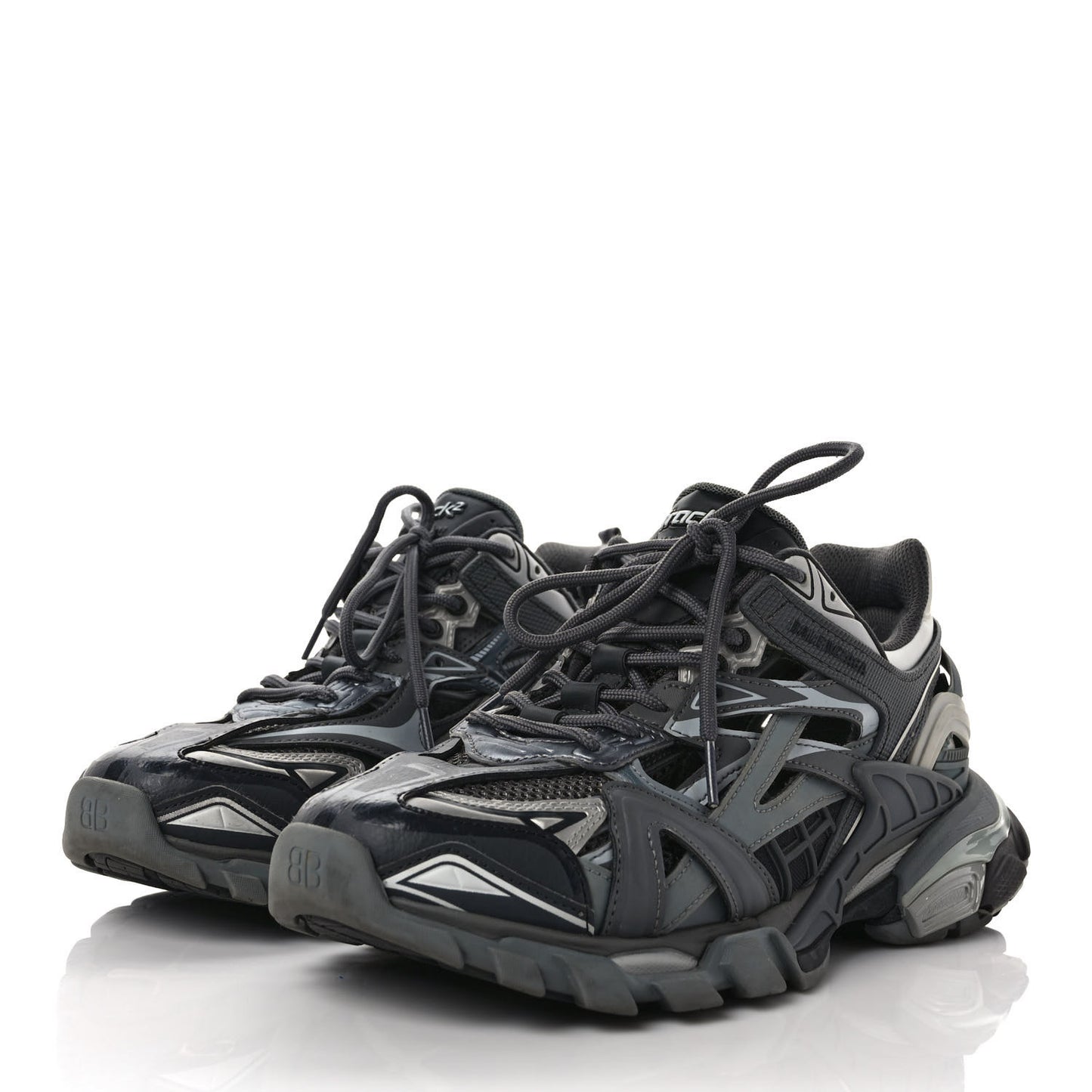 Rubber Mesh Bi-Color Womens Track.2 Open Sneakers 41 Grey Black