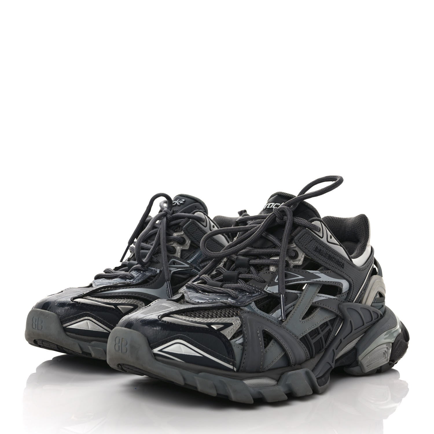 Balenciaga Rubber Mesh Bi-Color Womens Track.2 Open Sneakers 41 Grey Black 3 of 9