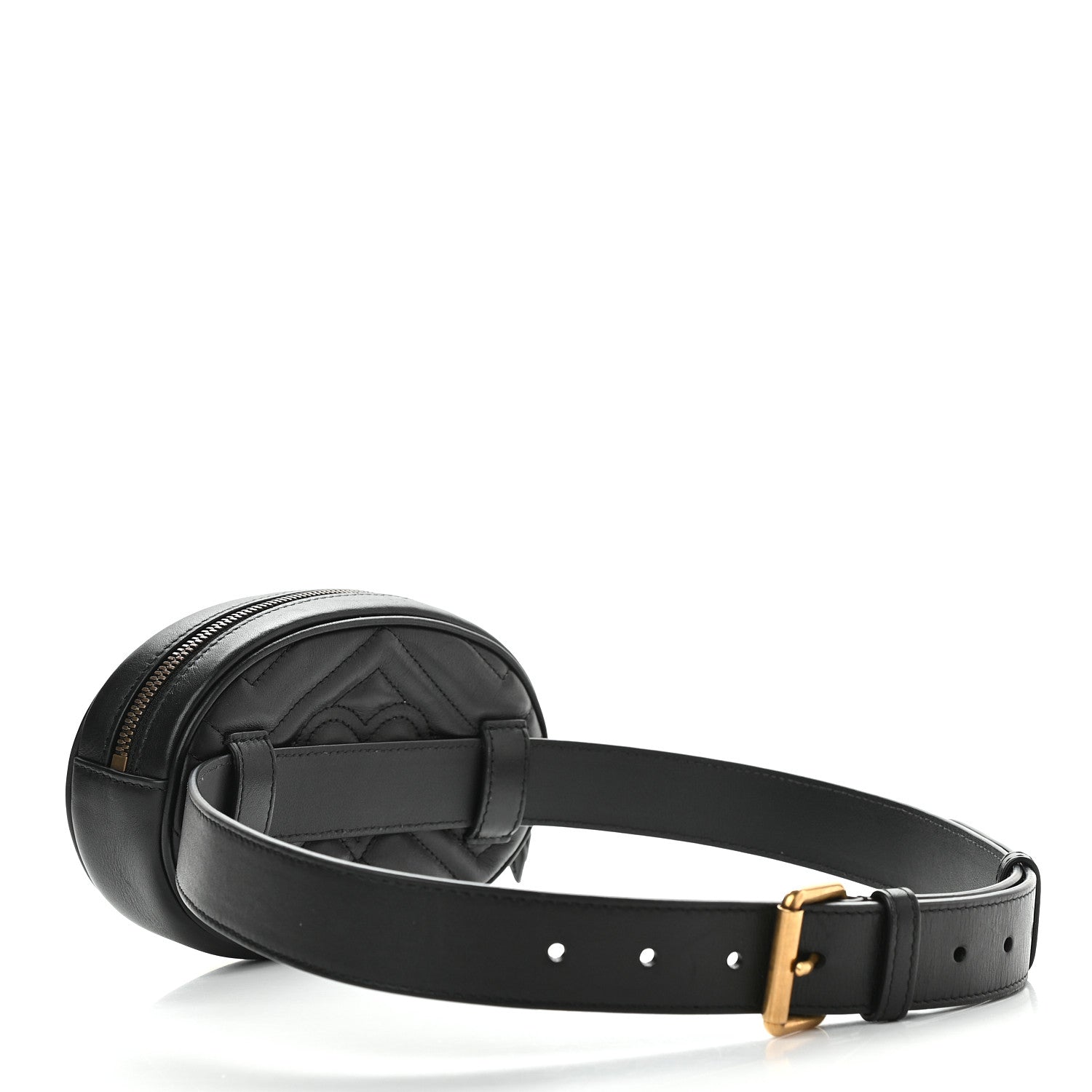 Gucci Calfskin Matelasse GG Marmont Belt Bag 85 34 Black 3 of 10
