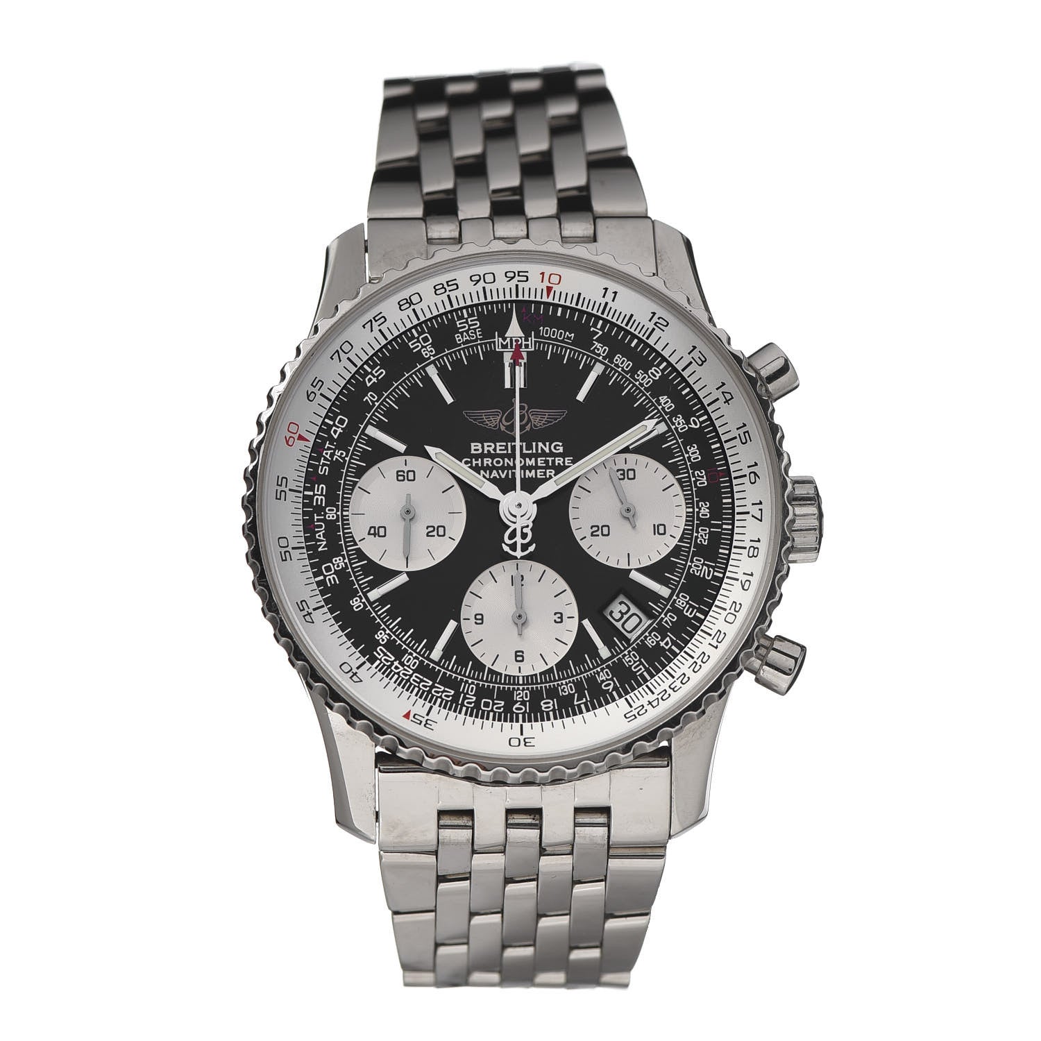 Breitling Stainless Steel 42mm Navitimer Chronograph Automatic Watch Black A23322 1 of 7
