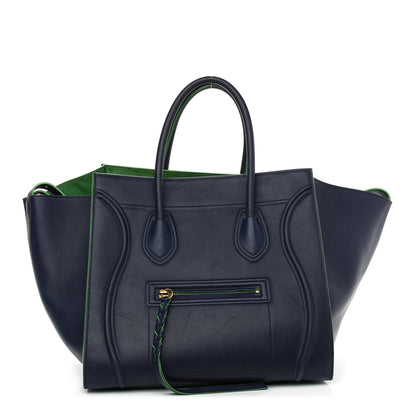 Celine Supple Calfskin Medium Phantom Luggage Navy Blue Green Trim 1 of 14