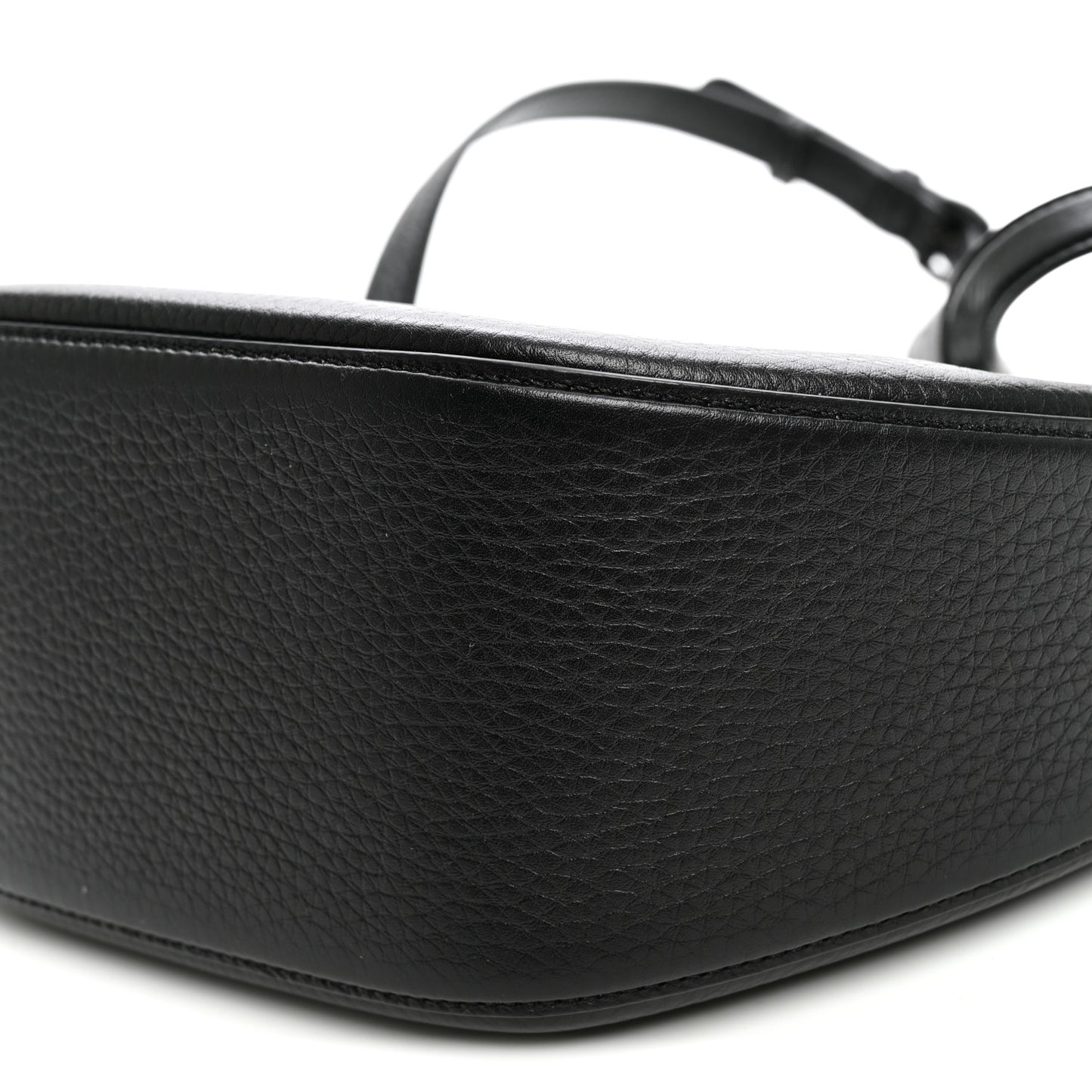 Grainy Calfskin Monochrome Small Vlogo Moon Hobo Bag Black