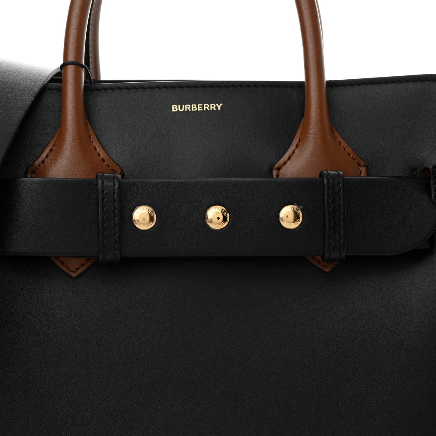 Smooth Calfskin Triple Stud Small Belt Bag Black Tan