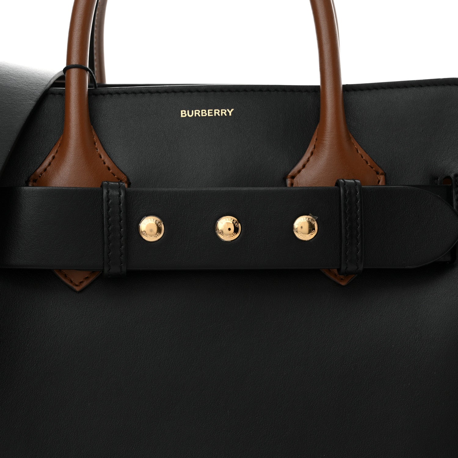 Burberry Smooth Calfskin Triple Stud Small Belt Bag Black Tan 9 of 12