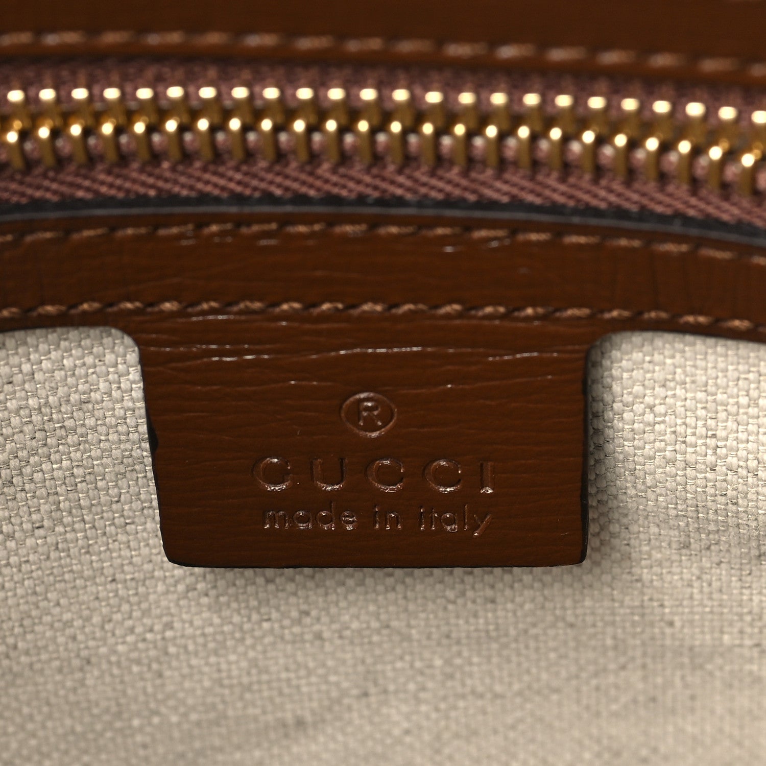 Gucci GG Supreme Monogram Azalea Calfskin Small Horsebit 1955 Top Handle Bag Beige Ebony Brown Sugar 7 of 7