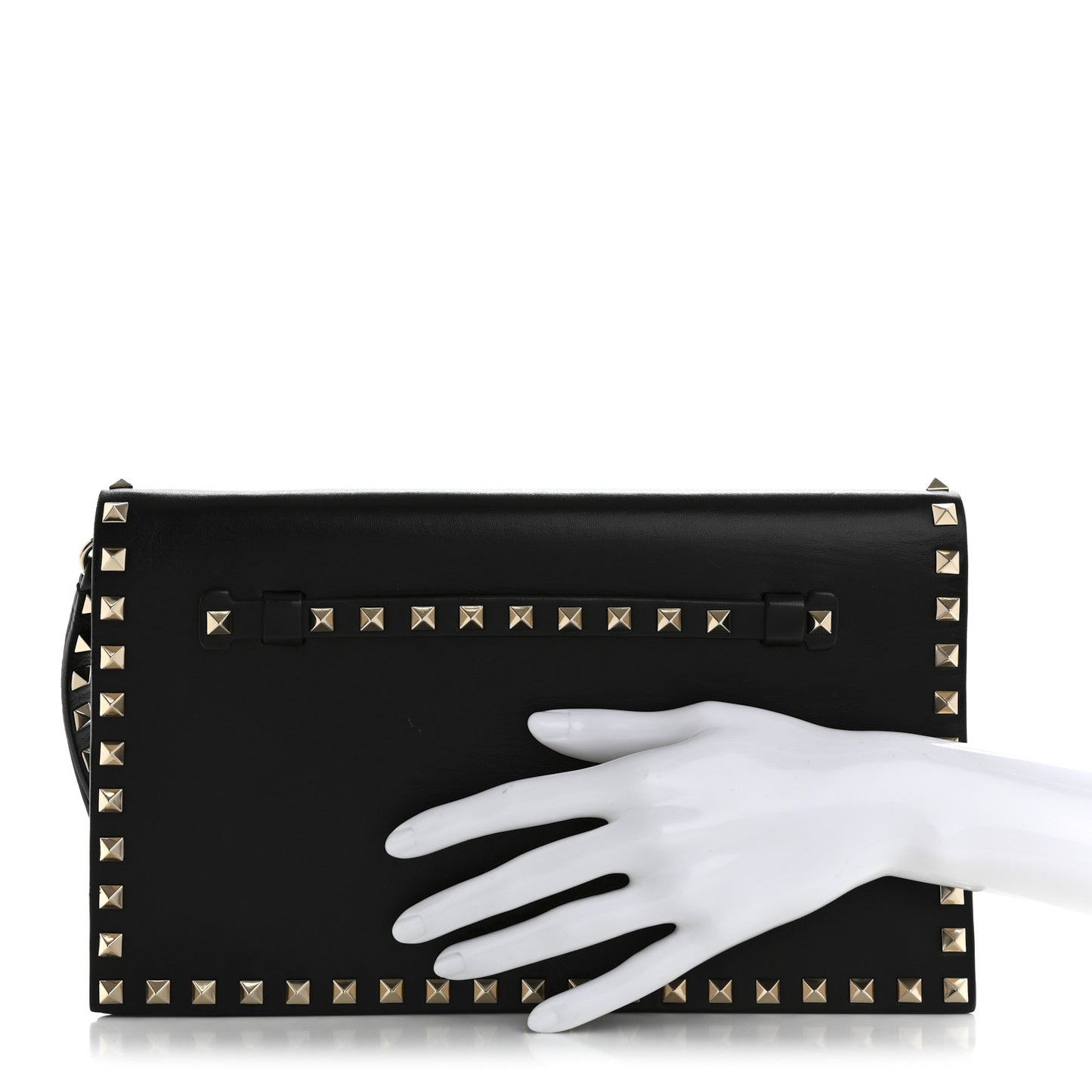 Nappa Rockstud Wristlet Clutch Black
