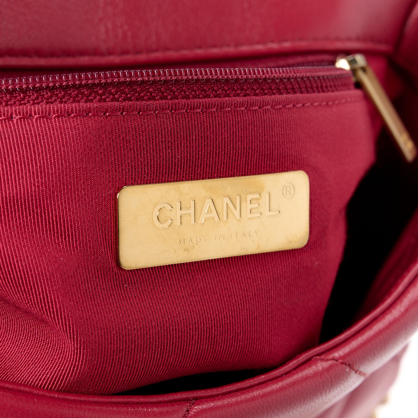 Goatskin Quilted Medium Chanel 19 Flap Red