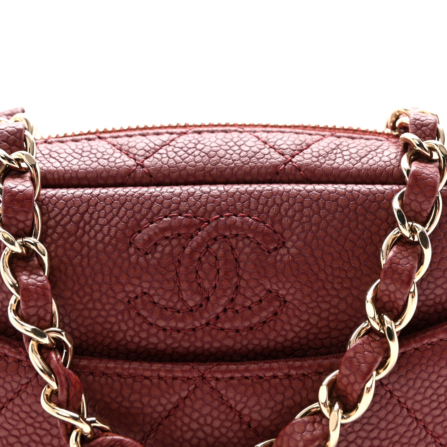 Caviar Quilted Mini Coco Tassel Camera Case Burgundy