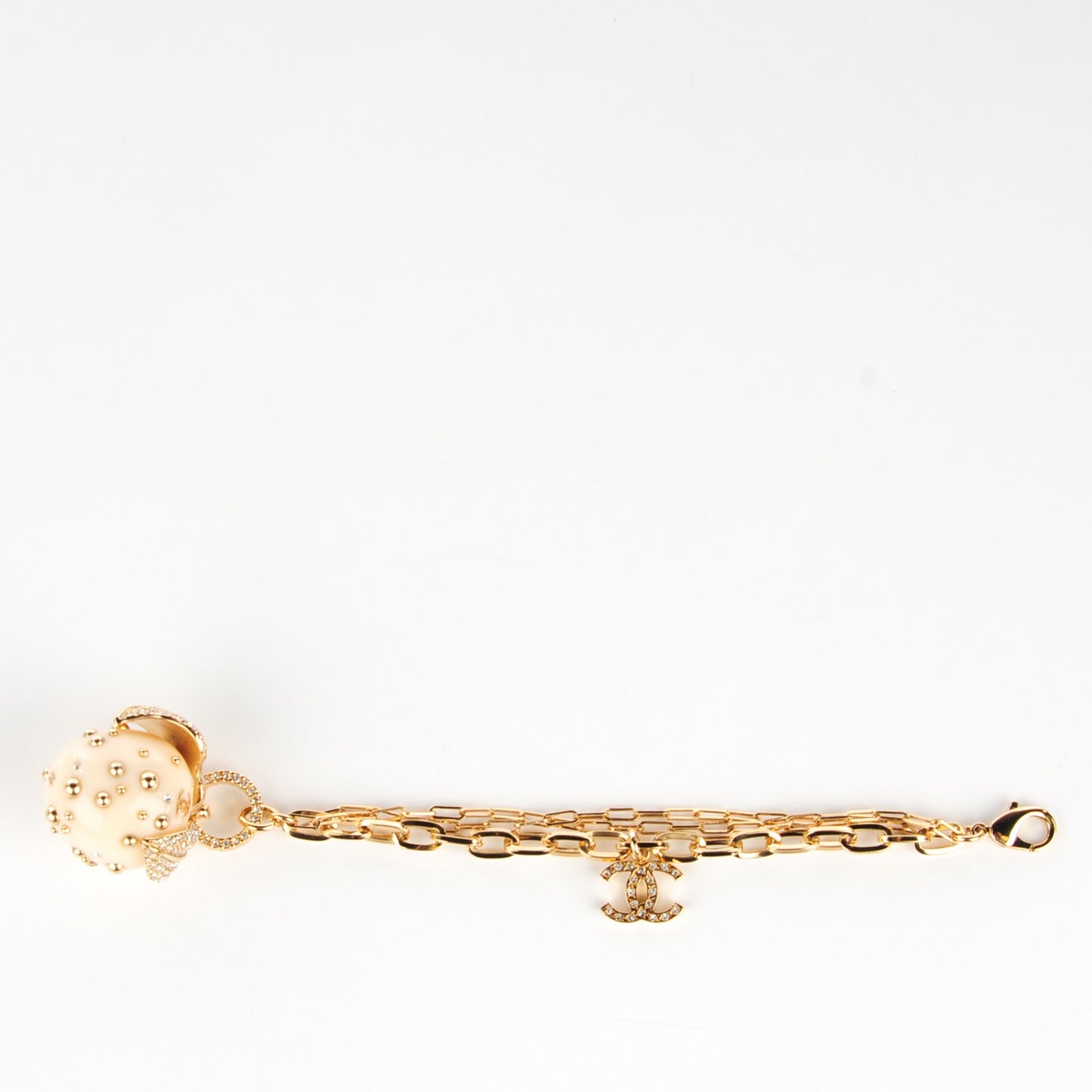 Crystal Apple Charm Bracelet Gold
