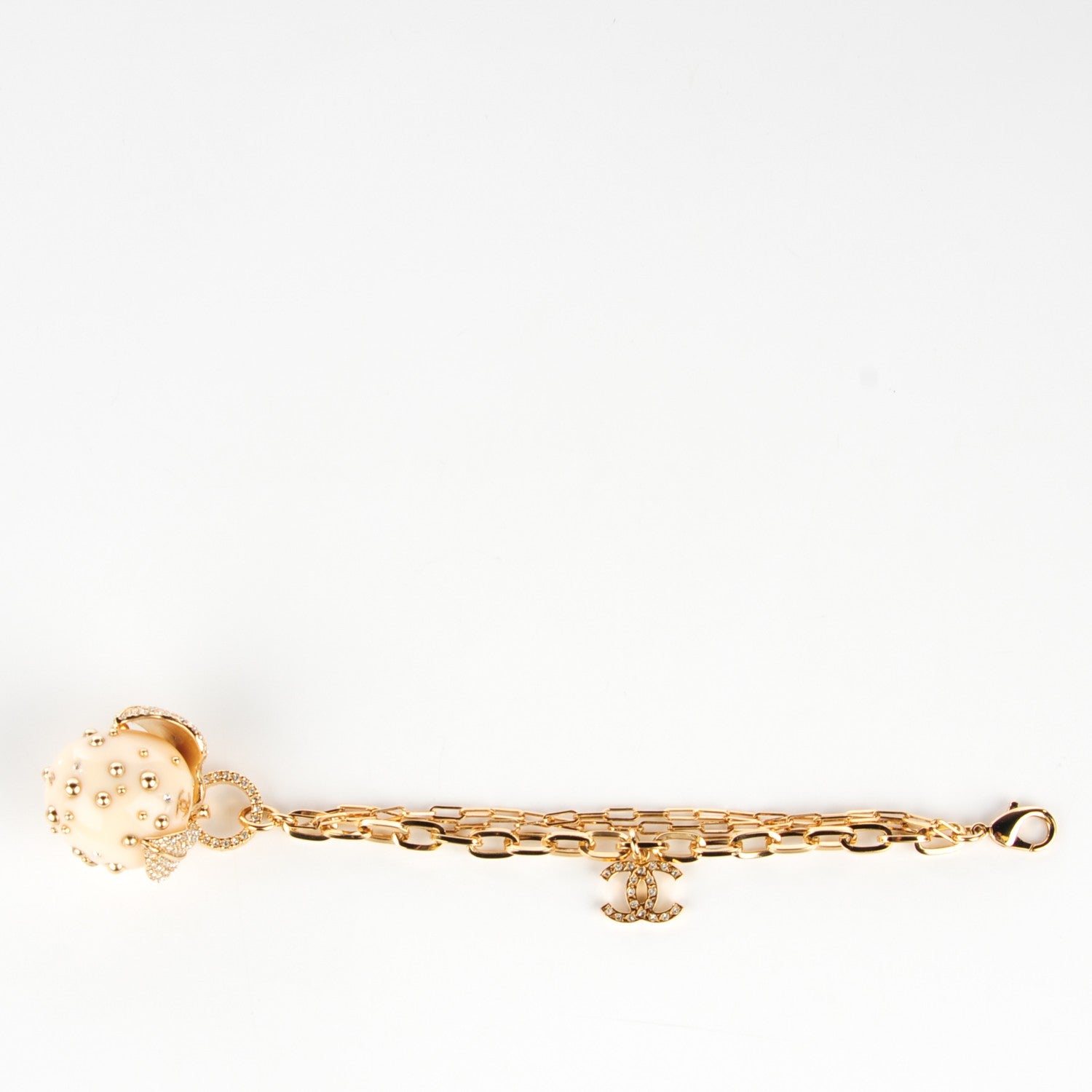 Chanel Crystal Apple Charm Bracelet Gold 10 of 10