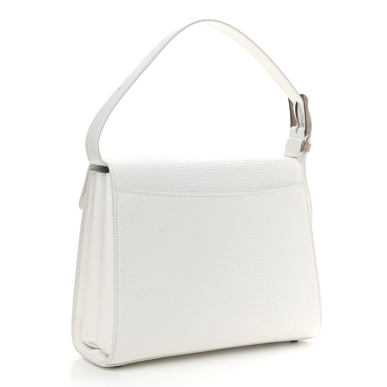 Balenciaga Patent Calfskin Lizard Embossed Medium Ghost Shoulder Bag Optic White 3 of 12